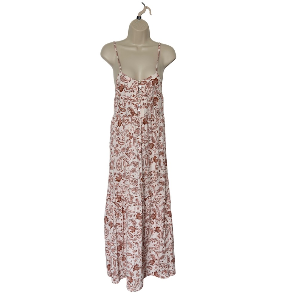 ASOS Design Size 2 Brown Cream Sleeveless Boho Western Cottagecore Maxi Dress - Picture 1 of 9